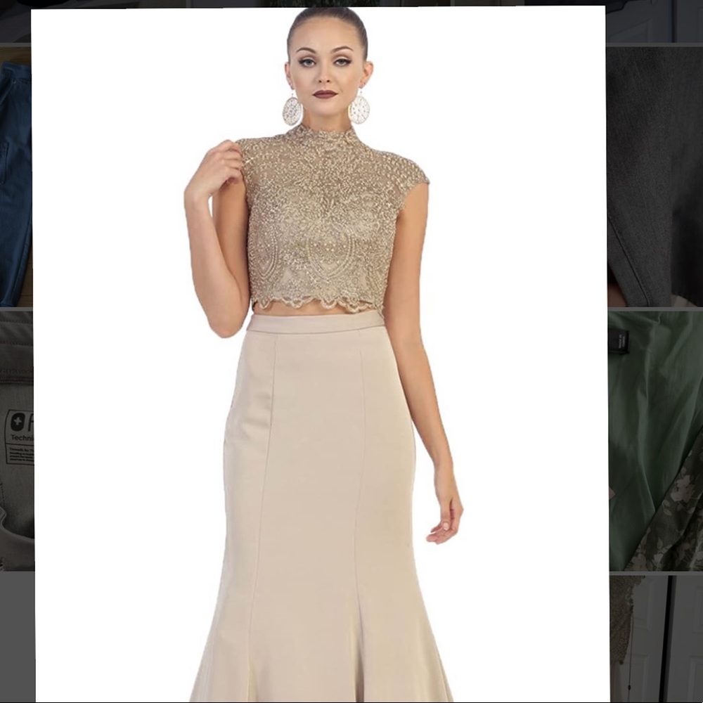 Royal Queen Champagne 2 piece dress